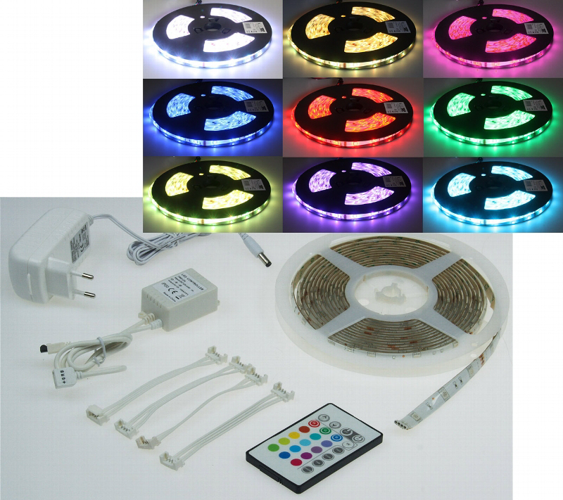 1A LED Profis - RGB LED-Stripe Set 5m RGB-500 Indoor mit
