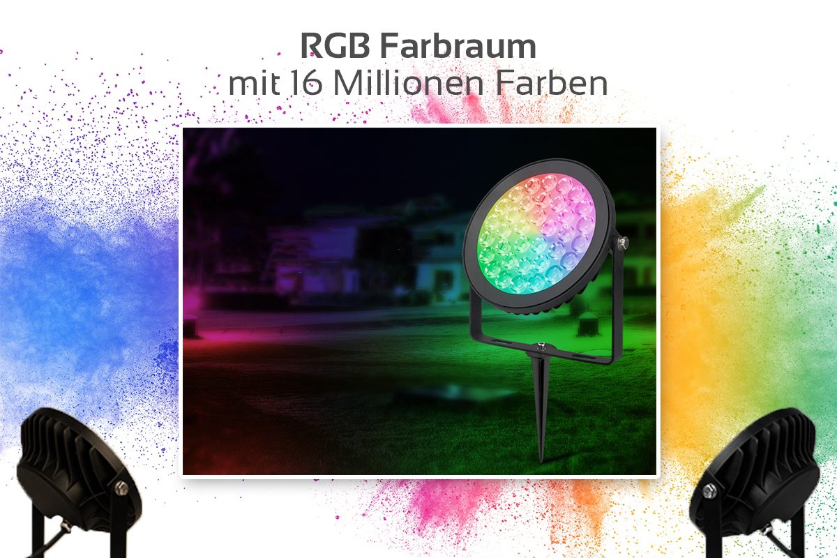 1A LED Profis - LED 9W Gartenstrahler MiBoxer FUTC02 RGB+CCT Gartenleuchte WiFi mit Erdspieß